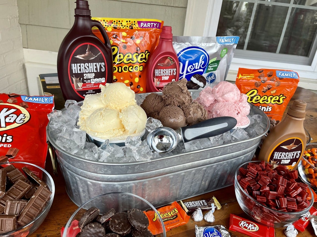 DIY Sundae bar with all ingredients