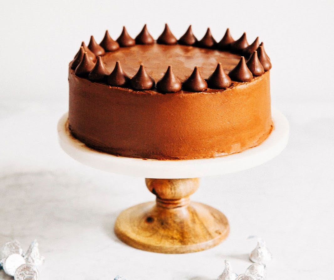 decorated cake with hershey kisses on top