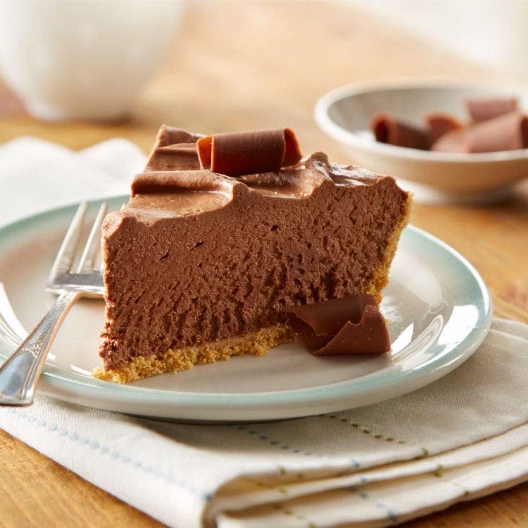 slice of hersheys no bake chocolate cheesecake