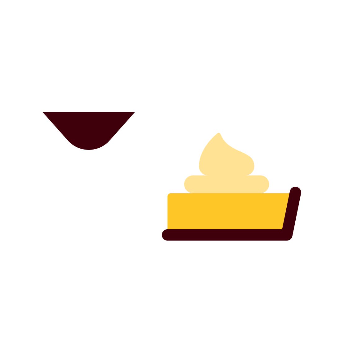 martini glass and slice of pie illustration