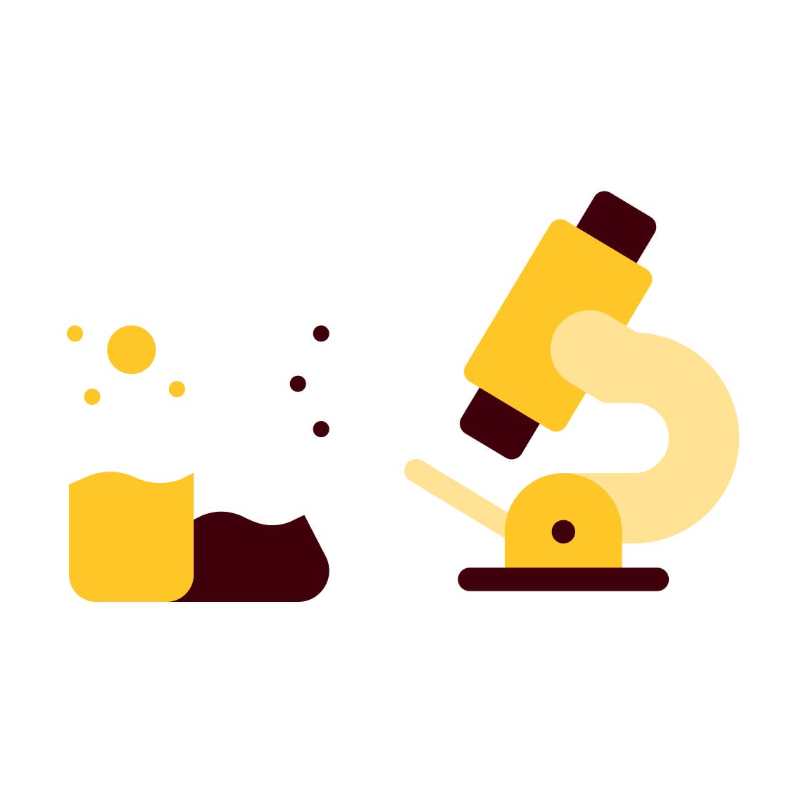 microscope and beakers illustration