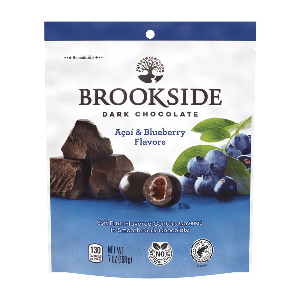 BROOKSIDE Dark Chocolate Açai and Blueberry Candy, 7 oz bag - Front of Package